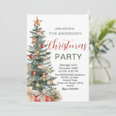 Eleganter Weihnachtsbaum Modernes Party Einladung (Stehend Vorderseite)