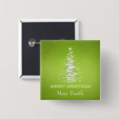 Eleganter Weihnachtsbaum-Namen-Limone grüne Button (Vorne & Hinten)