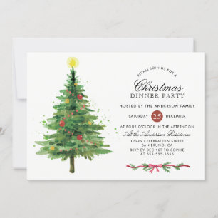 Eleganter Weihnachtsbaum Party zum Abendessen Einladung
