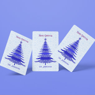 Eleganter Weihnachtsbaum Personalisiert Blue Spielkarten