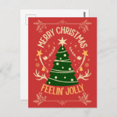 Eleganter Weihnachtsbaum Postcard: Rot & Radiant Postkarte (Vorne/Hinten)
