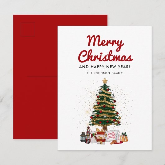 Eleganter Weihnachtsbaum Postkarte (Vorne/Hinten)