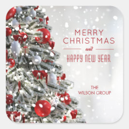 Eleganter Weihnachtsbaum Quadratischer Aufkleber