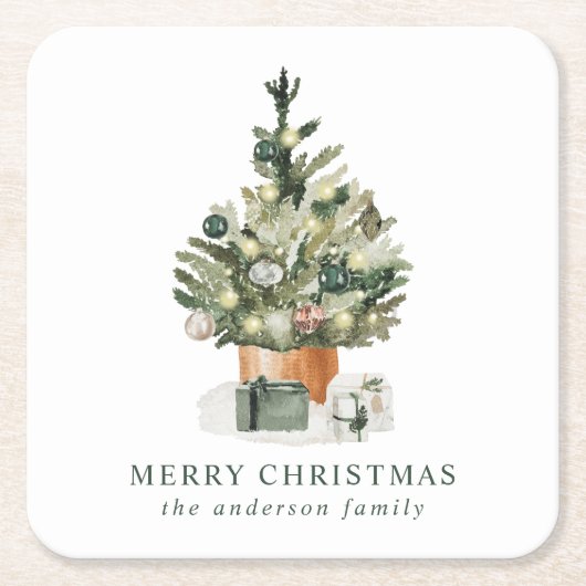 Eleganter Weihnachtsbaum Rechteckiger Pappuntersetzer (Vorderseite)