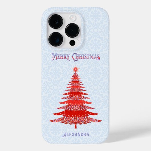 Eleganter Weihnachtsbaum Red Blue Personalisiert Case-Mate iPhone Hülle (Rückseite)