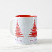Eleganter Weihnachtsbaum Red Blue Zweifarbige Tasse (Vorderseite Links)