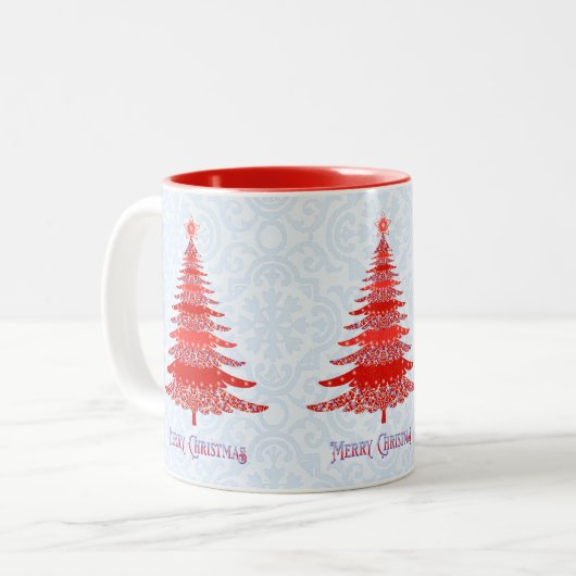 Eleganter Weihnachtsbaum Red Blue Zweifarbige Tasse (Vorderseite Links)