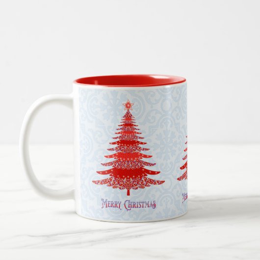 Eleganter Weihnachtsbaum Red Blue Zweifarbige Tasse (Links)