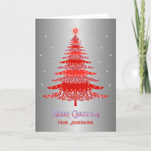 Eleganter Weihnachtsbaum Red Silver Individuelle N Feiertagskarte