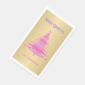 Eleganter Weihnachtsbaum Rosa Goldene Ornamente Serviette (Ecke)