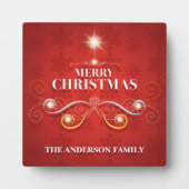 Eleganter Weihnachtsbaum rote goldene Sterne Moder Fotoplatte (Vorderseite)