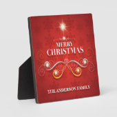 Eleganter Weihnachtsbaum rote goldene Sterne Moder Fotoplatte (Vorderseite)