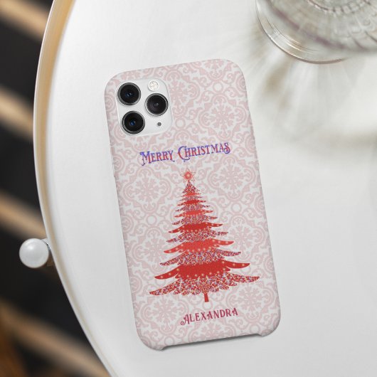 Eleganter Weihnachtsbaum Rote Personalisierte Schn Case-Mate iPhone Hülle