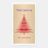 Eleganter Weihnachtsbaum Roter Gold Name Ornamente Serviette (Vorderseite)