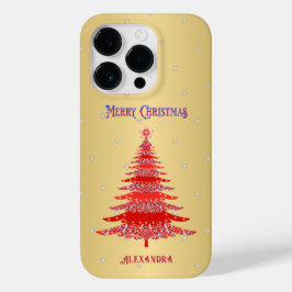 Eleganter Weihnachtsbaum Roter Name Snowflakes Gol Case-Mate iPhone 14 Pro Hülle