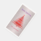 Eleganter Weihnachtsbaum Roter Silberner Name Orna Serviette (Ecke)