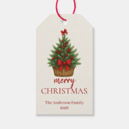 Eleganter Weihnachtsbaum – Rotes Band Geschenkanhänger