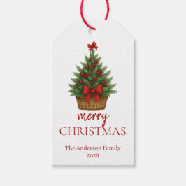 Eleganter Weihnachtsbaum – Rotes Band Geschenkanhänger