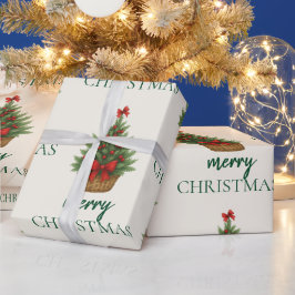 Eleganter Weihnachtsbaum – Rotes Band Geschenkpapier