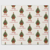 Eleganter Weihnachtsbaum – Rotes Band Geschenkpapier (Flach)