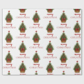 Eleganter Weihnachtsbaum – Rotes Band Geschenkpapier (Flach)