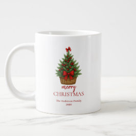 Eleganter Weihnachtsbaum – Rotes Band Jumbo-Tasse