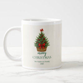 Eleganter Weihnachtsbaum – Rotes Band Jumbo-Tasse