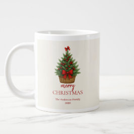 Eleganter Weihnachtsbaum – Rotes Band Jumbo-Tasse