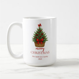 Eleganter Weihnachtsbaum – Rotes Band Kaffeetasse
