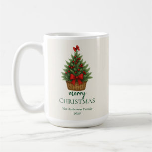 Eleganter Weihnachtsbaum – Rotes Band Kaffeetasse