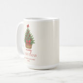 Eleganter Weihnachtsbaum – Rotes Band Kaffeetasse (Vorderseite Links)