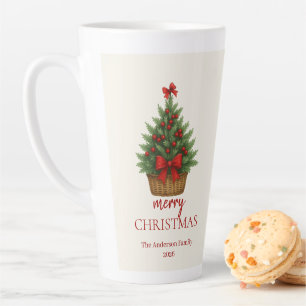 Eleganter Weihnachtsbaum – Rotes Band Milchtasse