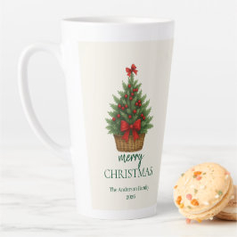 Eleganter Weihnachtsbaum – Rotes Band Milchtasse