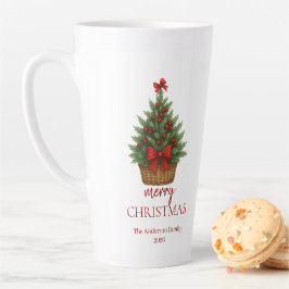 Eleganter Weihnachtsbaum – Rotes Band Milchtasse