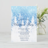 Eleganter Weihnachtsbaum, Schnee Weihnachten Party Einladung (Stehend Vorderseite)