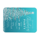 Eleganter Weihnachtsbaum Silver Aquamarin Holiday Magnet (Horizontal)
