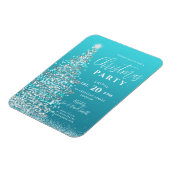 Eleganter Weihnachtsbaum Silver Aquamarin Holiday Magnet (Linke Seite)