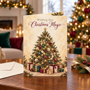 Eleganter Weihnachtsbaum Smaragd Burgund Gold Karte