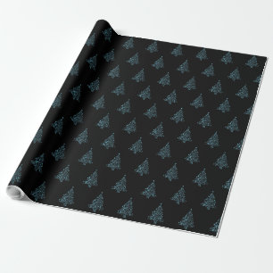 Eleganter Weihnachtsbaum Streifen Muster Schwarz B Geschenkpapier