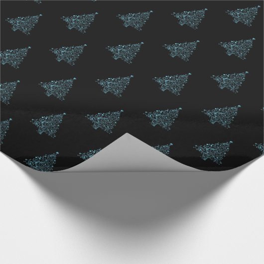 Eleganter Weihnachtsbaum Streifen Muster Schwarz B Geschenkpapier (Ecke)