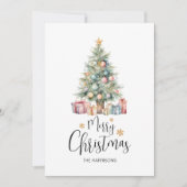 Eleganter Weihnachtsbaum & Veranstaltungen Feiertagskarte (Vorderseite)