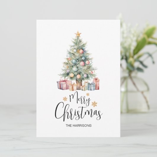 Eleganter Weihnachtsbaum & Veranstaltungen Feiertagskarte (Stehend Vorderseite)