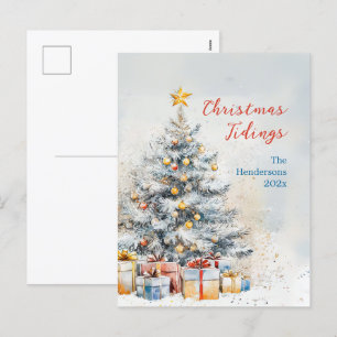 Eleganter Weihnachtsbaum Vintage-Postkarte Feiertagspostkarte