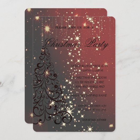 Eleganter Weihnachtsbaum, Weihnachts-Party Einladung (Vorne/Hinten)