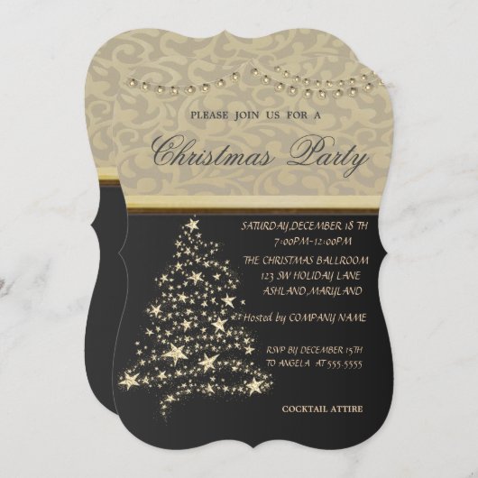 Eleganter Weihnachtsbaum, Weihnachtsgeschenk des U Einladung (Vorne/Hinten)