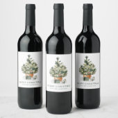 Eleganter Weihnachtsbaum Weinetikett (Flaschen)