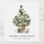 Eleganter Weihnachtsbaum Weinetikett (Einzelnes Label)