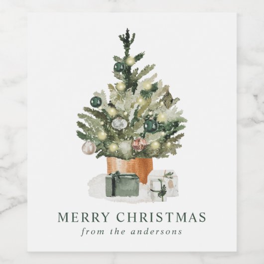 Eleganter Weihnachtsbaum Weinetikett (Einzelnes Label)