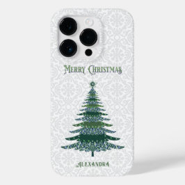 Eleganter Weihnachtsbaum White Green Personalisier Case-Mate iPhone 14 Pro Hülle