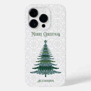 Eleganter Weihnachtsbaum White Green Personalisier Case-Mate iPhone 14 Pro Hülle